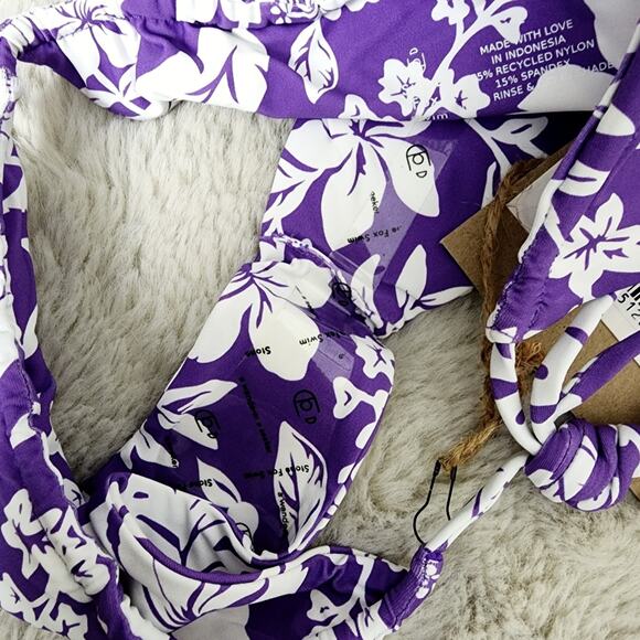 NEW Stone Fox Swim River String Bikini Bottom in Kauai Purple Floral Print - Picture 5 of 8